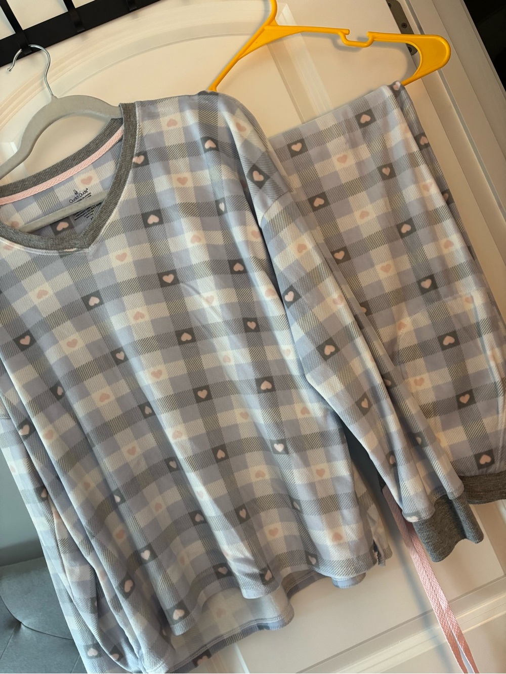 Target Women's Gray and Blue Plaid Heart Pajama Set - Picture 3 of 3
